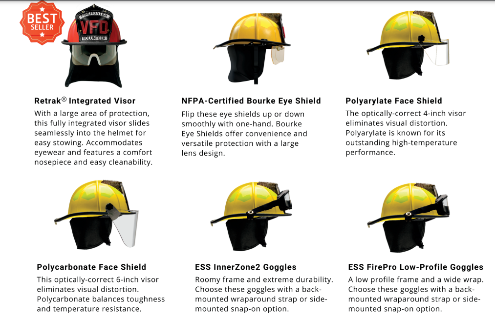 Bullard Fire Helmets, TrakLite Integrated Lighting System, ReTrak